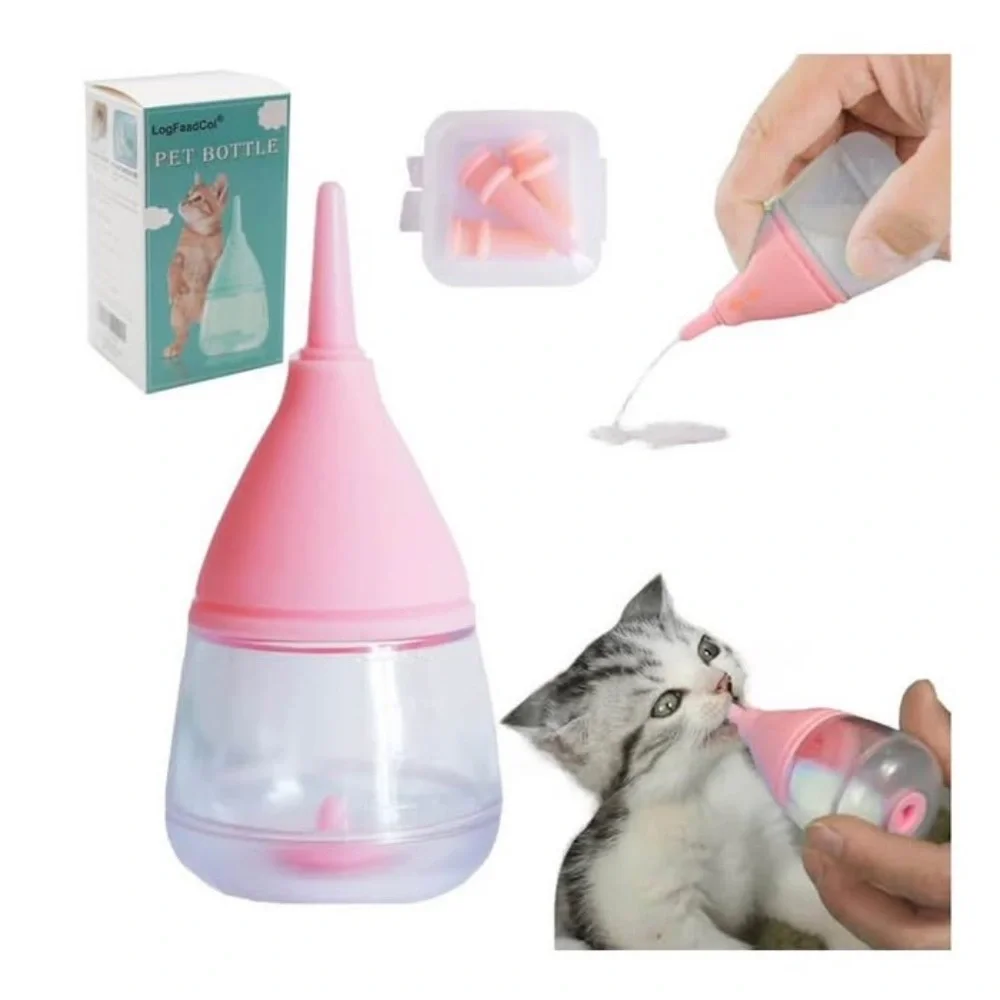 Pink and Clear Pet Feeding Bottle